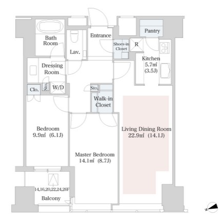 ラ・トゥール新宿2108号室の図面