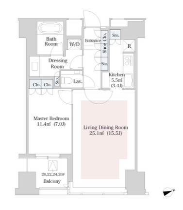 ラ・トゥール新宿2117号室の図面