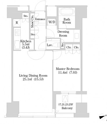 ラ・トゥール新宿2118号室の図面