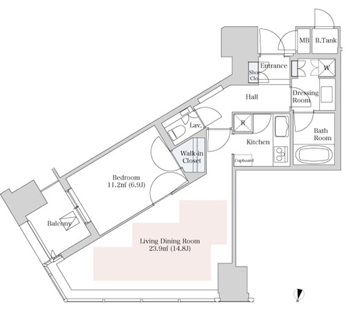 ラ・トゥール新宿2202号室の図面