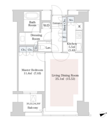 ラ・トゥール新宿2217号室の図面