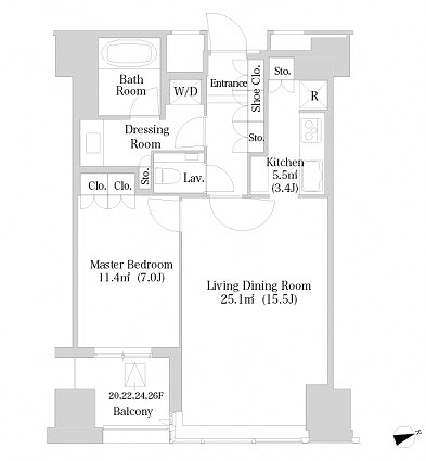 ラ・トゥール新宿2317号室の図面