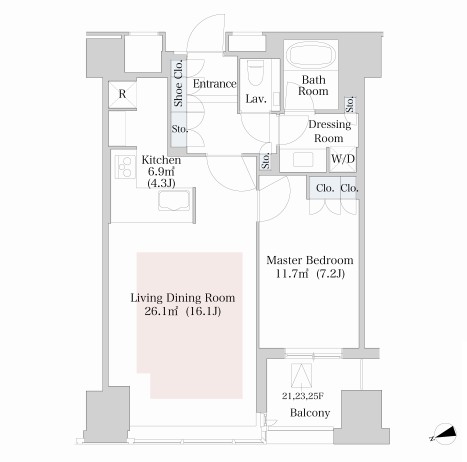 ラ・トゥール新宿2508号室の図面