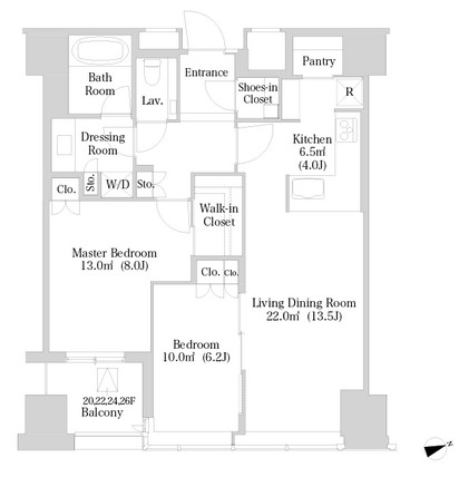 ラ・トゥール新宿2616号室の図面