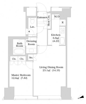 ラ・トゥール新宿3306号室の図面