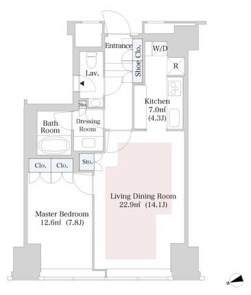 ラ・トゥール新宿3706号室の図面