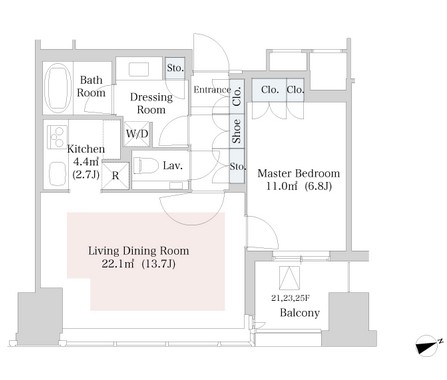 ラ・トゥール新宿3717号室の図面