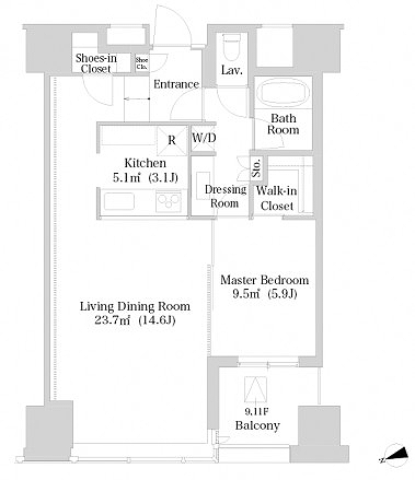 ラ・トゥール新宿906号室の図面