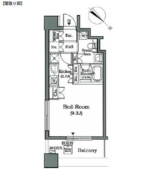 ホライズンプレイス赤坂1205号室の図面