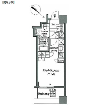 ホライズンプレイス赤坂1206号室の図面