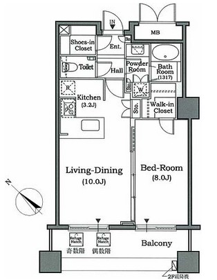 ホライズンプレイス赤坂1303号室の図面