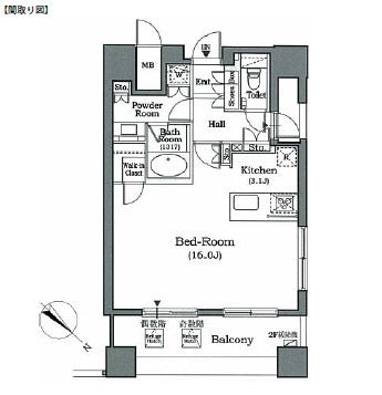 ホライズンプレイス赤坂1401号室の図面