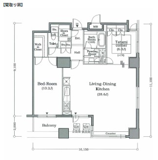 ホライズンプレイス赤坂1503号室の図面
