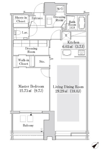 ラ・トゥール新宿ガーデン2504号室の図面