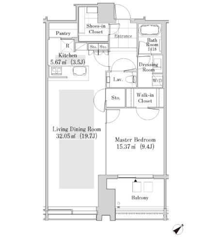 ラ・トゥール新宿ガーデン2809号室の図面