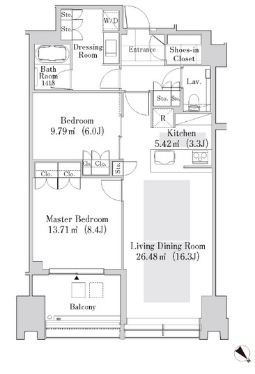 ラ・トゥール新宿ガーデン3405号室の図面