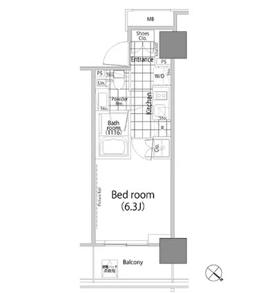 パークハビオ赤坂タワー1602号室の図面