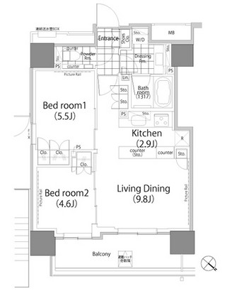 パークハビオ赤坂タワー1901号室の図面