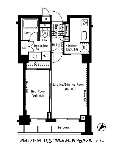パークアクシス月島403号室の図面