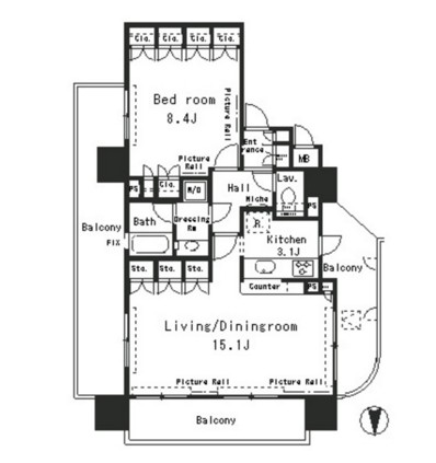 パークアクシス四谷ステージ1101号室の図面
