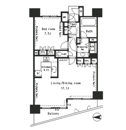 パークアクシス四谷ステージ1106号室の図面