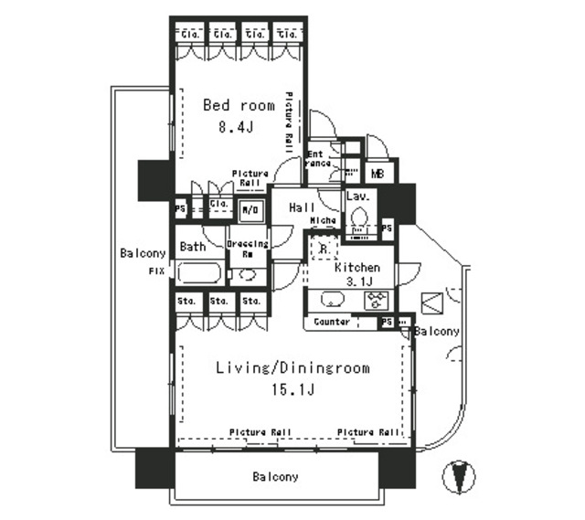 パークアクシス四谷ステージ1201号室の図面
