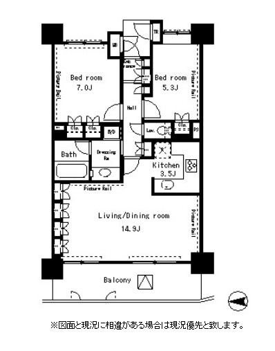 パークアクシス四谷ステージ1305号室の図面