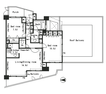 パークアクシス四谷ステージ1306号室の図面