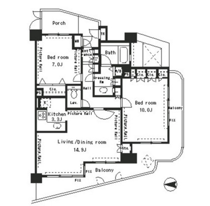 パークアクシス四谷ステージ1606号室の図面