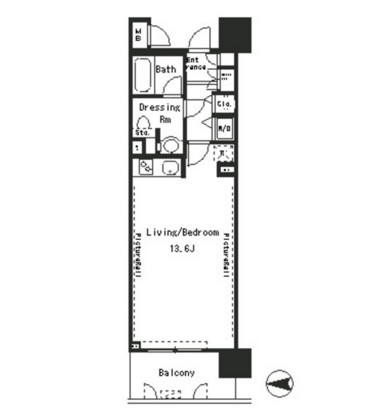 パークアクシス四谷ステージ205号室の図面