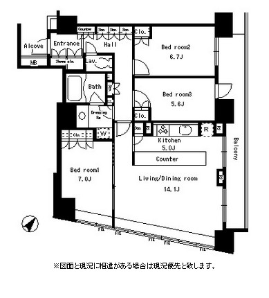 パークアクシス日本橋ステージ1006号室の図面