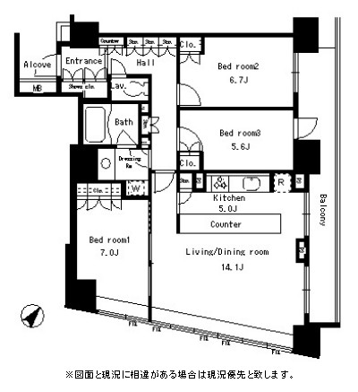 パークアクシス日本橋ステージ606号室の図面
