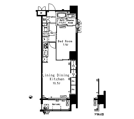 パークアクシス八丁堀1202号室の図面
