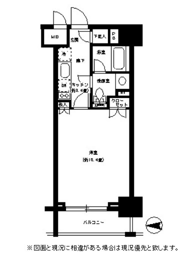 パークキューブ神田1104号室の図面