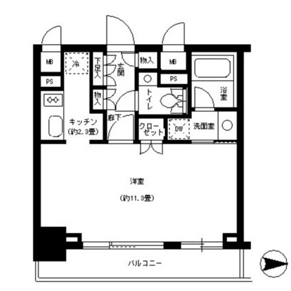 パークキューブ神田1305号室の図面