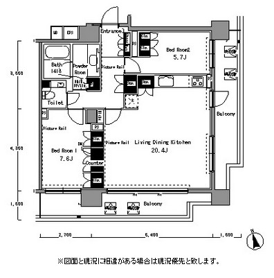パークアクシス渋谷桜丘サウス1102号室の図面
