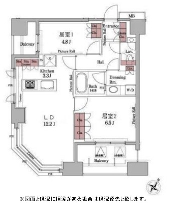パークアクシス白金台205号室の図面