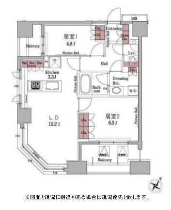パークアクシス白金台502号室の図面