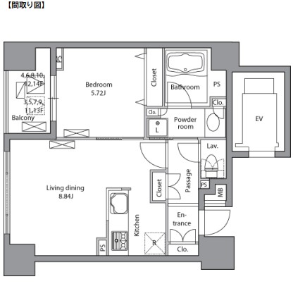 レジディア神田岩本町1101号室の図面