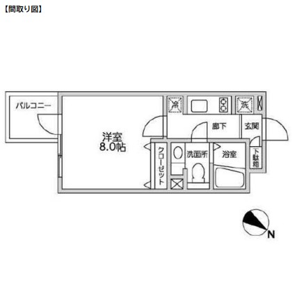 レジディア西新宿Ⅱ208号室の図面
