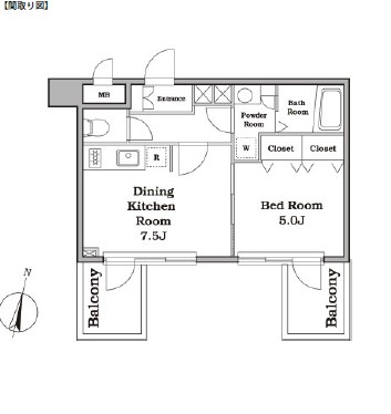 レジディア西新宿Ⅱ403号室の図面