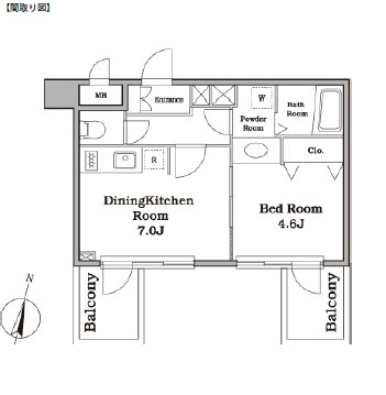 レジディア西新宿Ⅱ405号室の図面