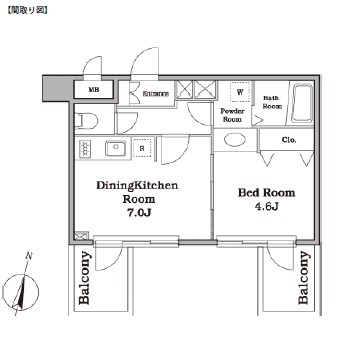 レジディア西新宿Ⅱ406号室の図面