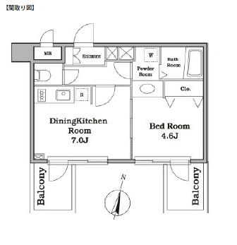 レジディア西新宿Ⅱ407号室の図面