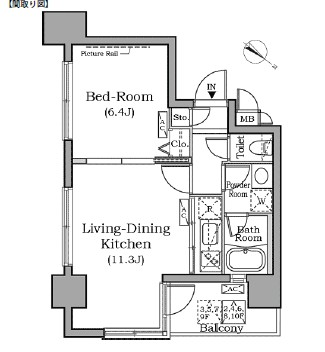 レジディア広尾南203号室の図面