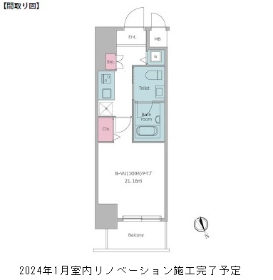 レジディア虎ノ門1004号室の図面