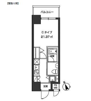 レジディア虎ノ門1102号室の図面