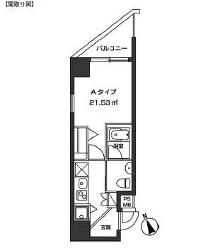 レジディア虎ノ門1305号室の図面