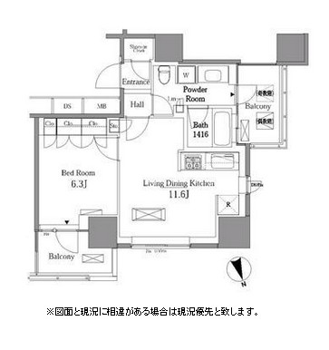 レジディアタワー目黒不動前1603号室の図面