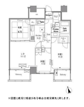レジディアタワー目黒不動前1610号室の図面